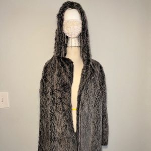 hooded faux fur coat